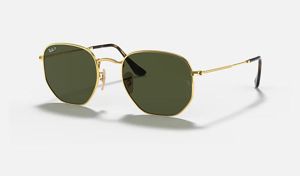 Ray- Ban Flat Lens Hexagonal Sunglasses Rb 3548-N 001 - Golden Frame